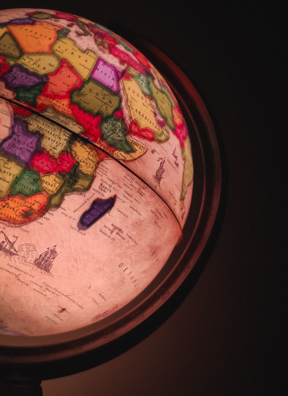 World map with connection lines
