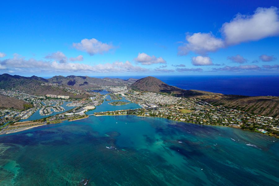 Hawaii coastline aerial view