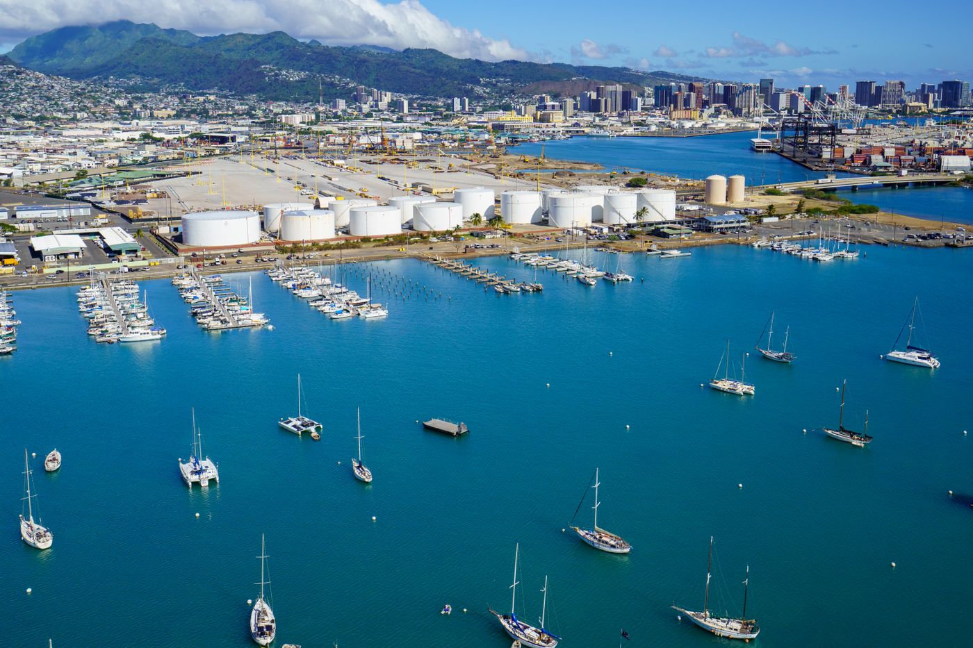 Honolulu marina at dusk